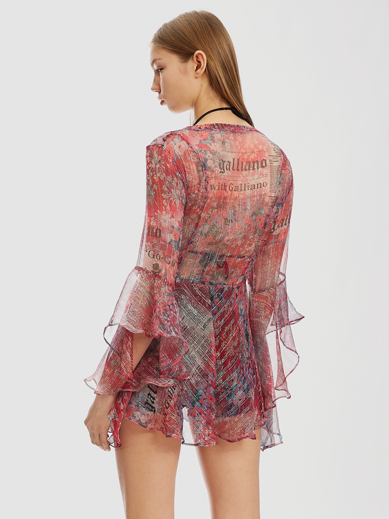 Galliano Gazette Print Blouse 