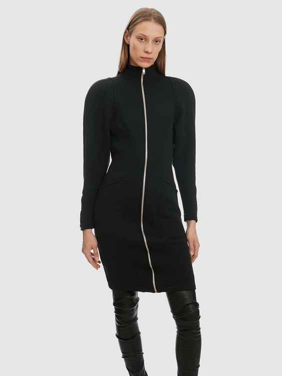 Black Midi Coat Dress 