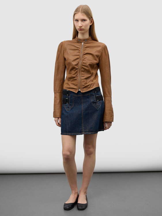 Nolita Gathered Leather Jacket 