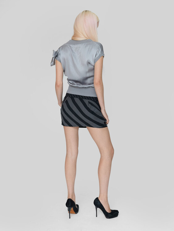 Killah Black & Grey Striped Mini Skirt 