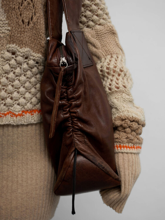 Gathered Leather Handbag 