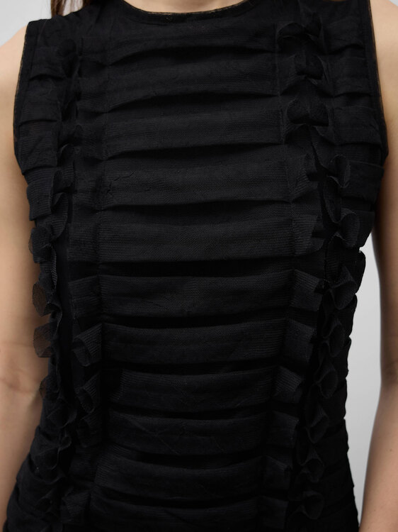 Black Mesh Sleeveless Top 