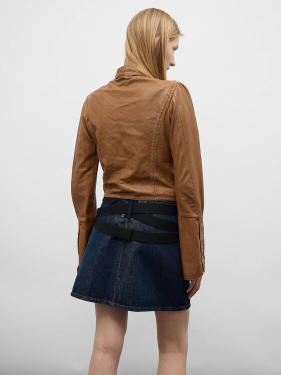 Nolita Gathered Leather Jacket 