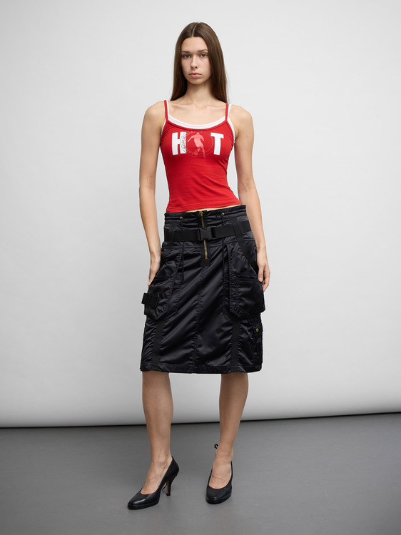 Gaultier Black Nylon Utility Skirt 