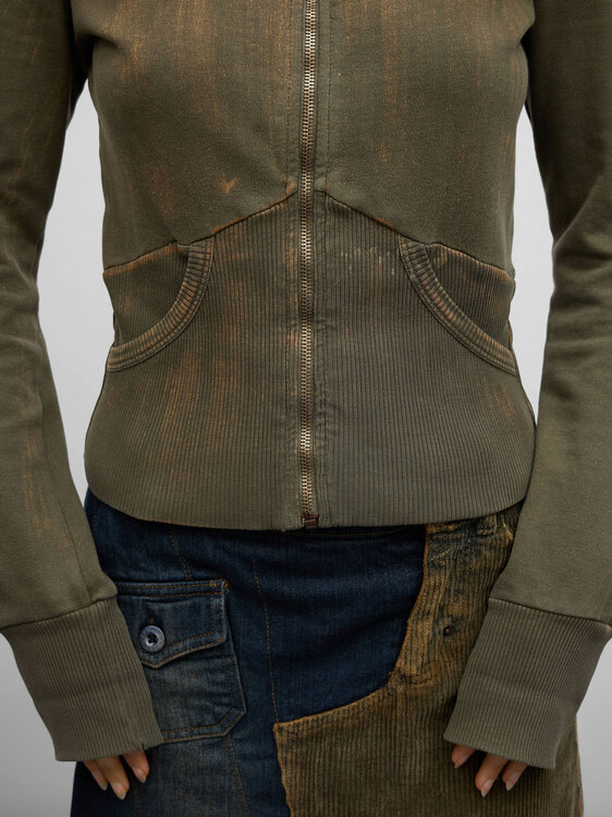 Diesel Bleached Effect Zip-Up Cardigan 