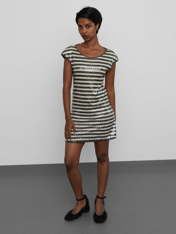 Patrizia Pepe Striped Sequin Mini Dress 