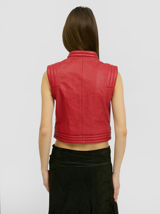 Bikkembergs Red Leather Vest 