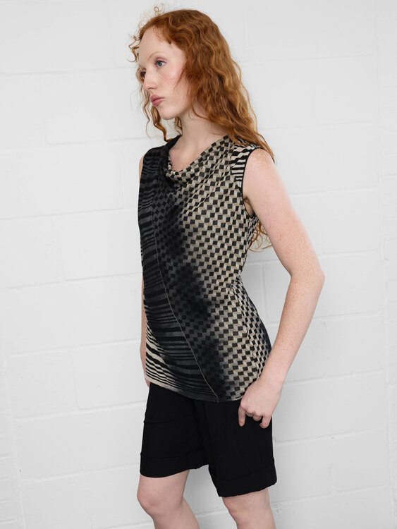 Knitted Graphic Print Top 