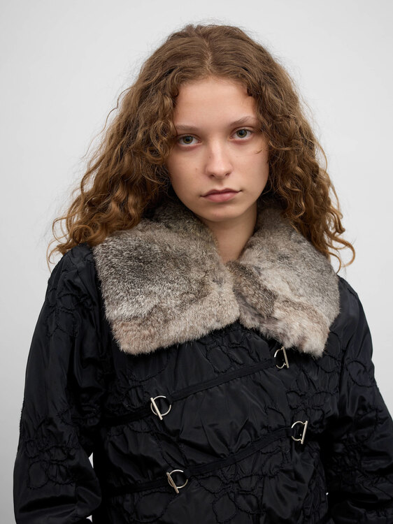 Black Nylon Embroidered Jacket 