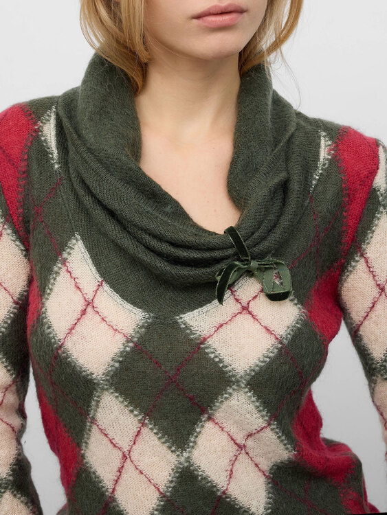 Fornarina Fine Knit Argyle Jumper 