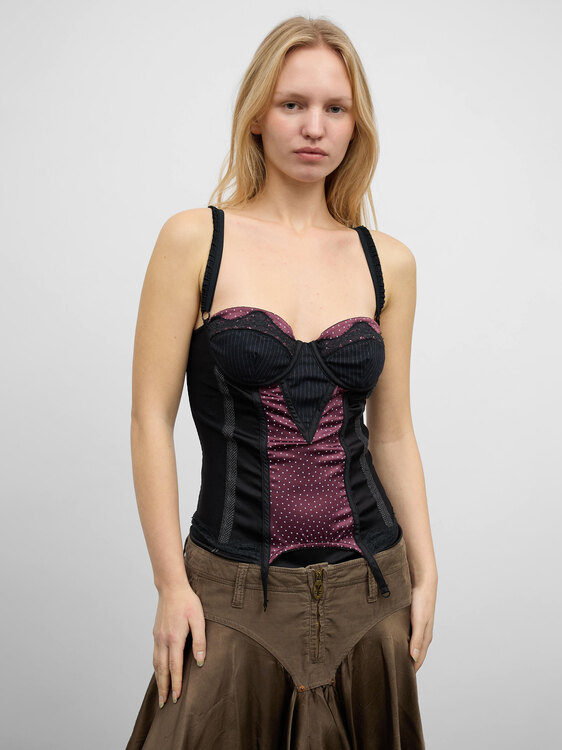 Black And Burgundy Bustier 