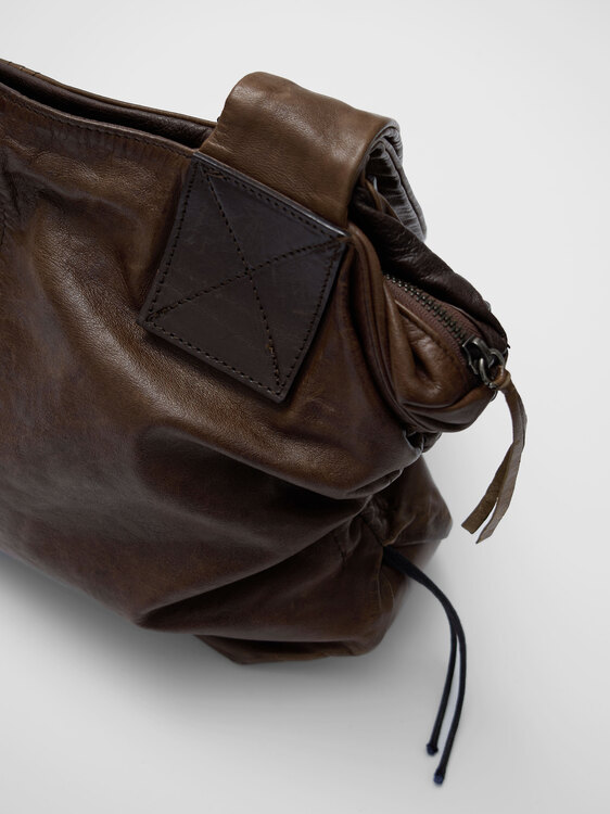 Gathered Leather Handbag 