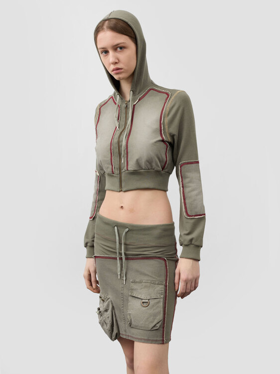 Washed Effect Hoodie And Skirt Set 