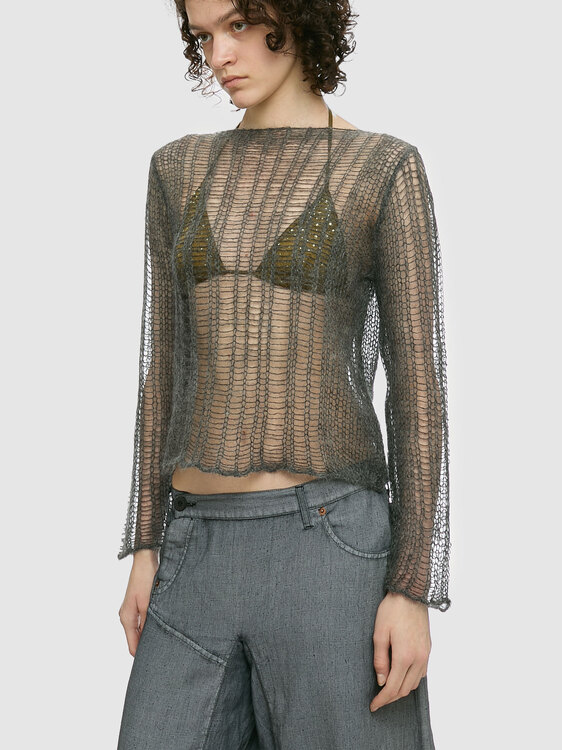 Gazebo Grey Open Knit Jumper 
