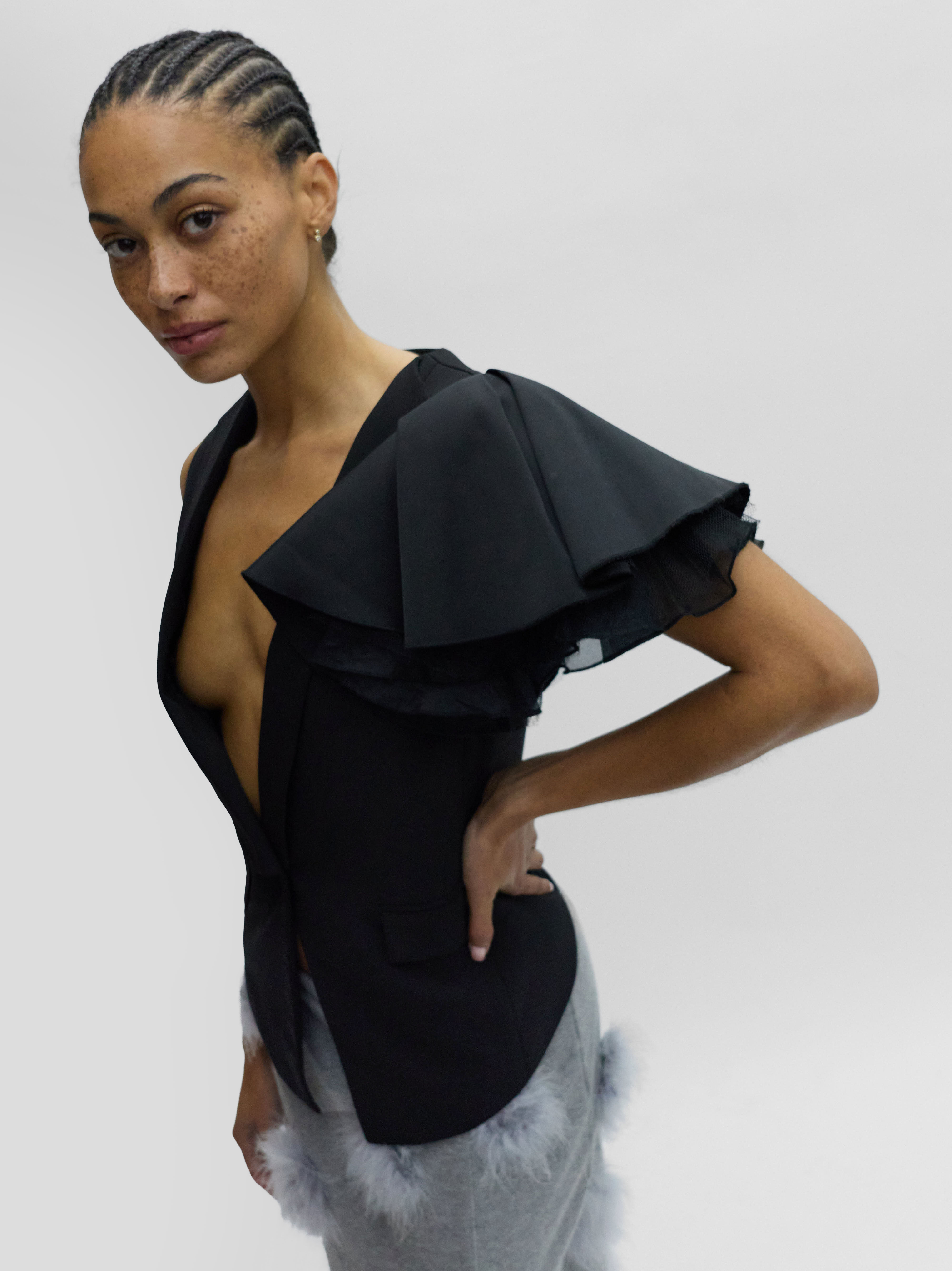 Black Ruffled Vest 