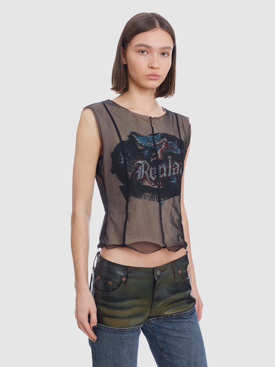 Replay Cotton And Nylon Top 