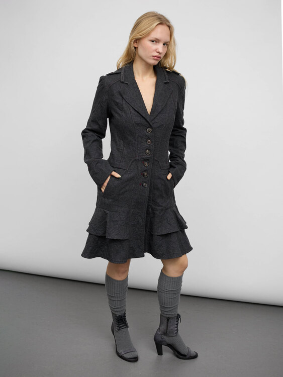 Grey Wrinkle Effect Coat 