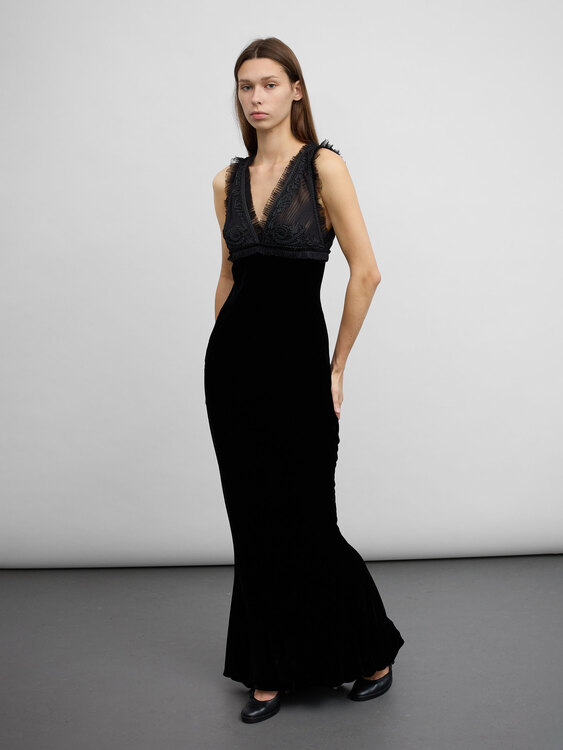 Gaultier Velvet And Chiffon Dress 