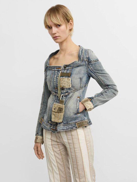 Stefanel Deconstructed Denim Jacket 