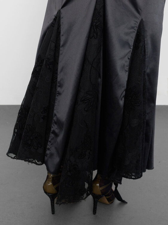 Black Satin Maxi Skirt 