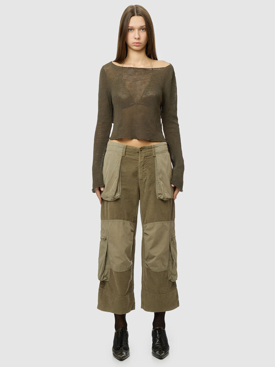 Khaki Corduroy Cargo Pants 