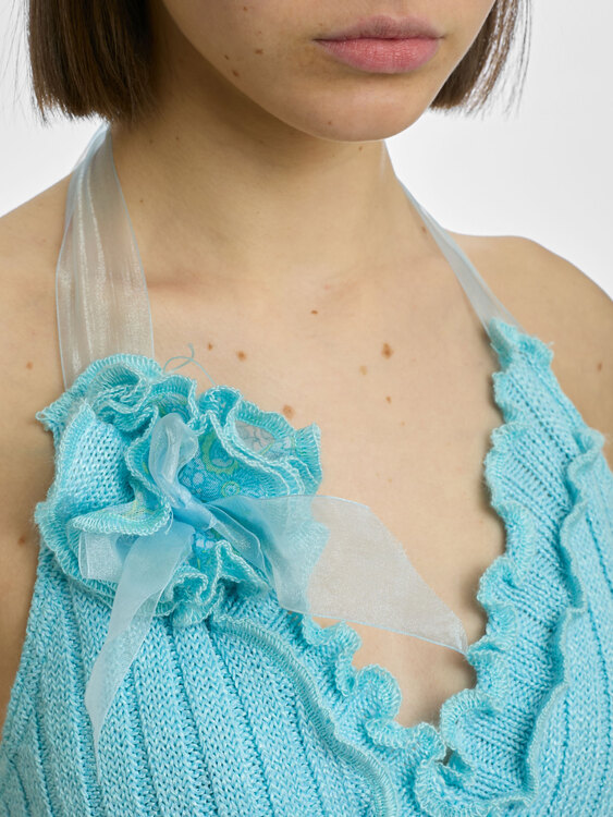 Knitted Asymmetrical Halter Top 