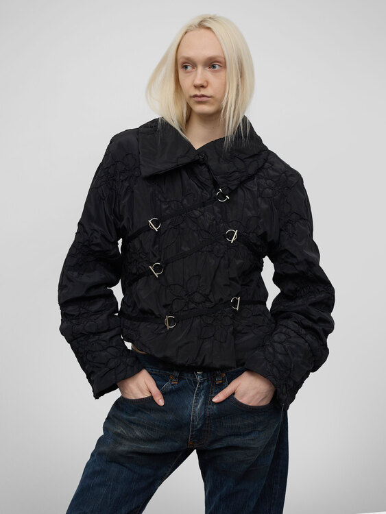 Black Nylon Embroidered Jacket 