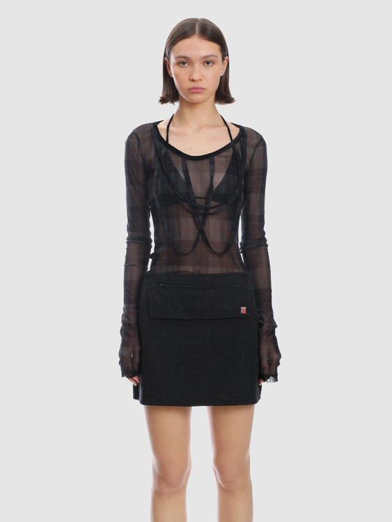 Gaultier Tartan Mesh Top 