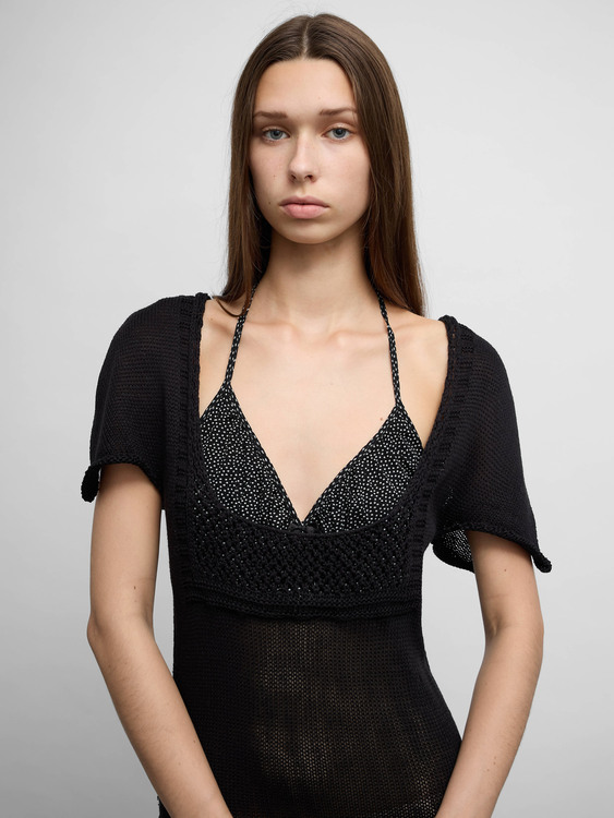 Knitted Integrated Bra Midi Dress 