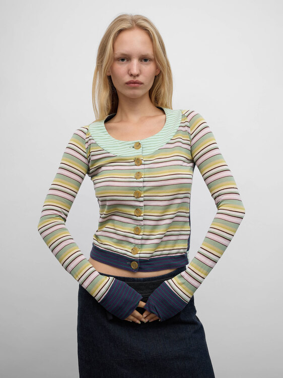 Striped Patchwork Cardigan 