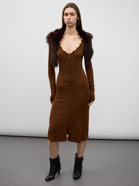 Plein Sud Fur Collar Dress 