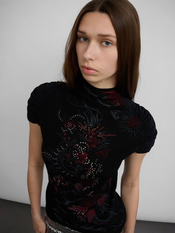 Merino Wool Graphic Print Vest 