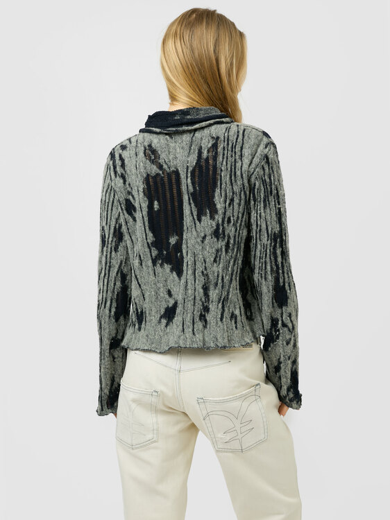 Knitted Abstract Print Cardigan 