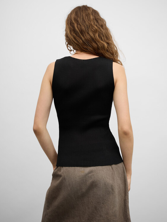 Rib Knit Metallic Vest 