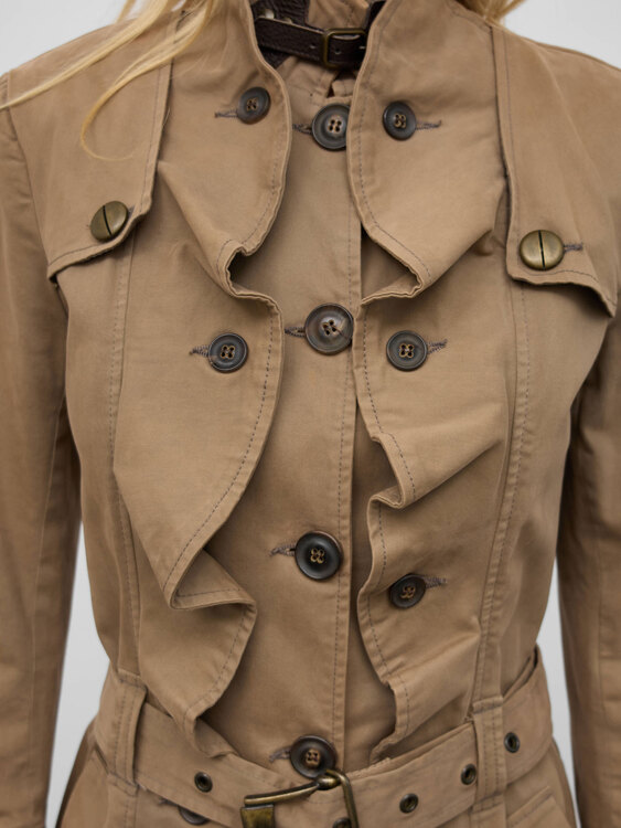 Beige Cotton Trench Coat 