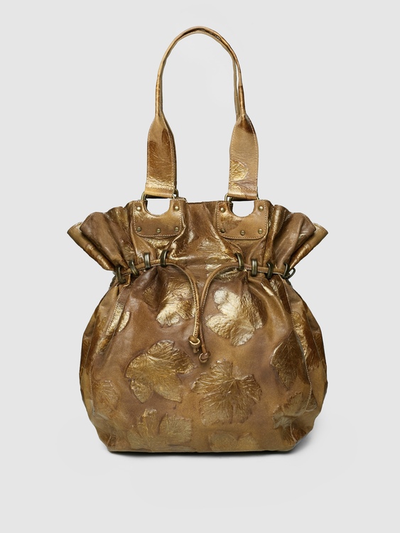Embossed Leather Bucket Bag 