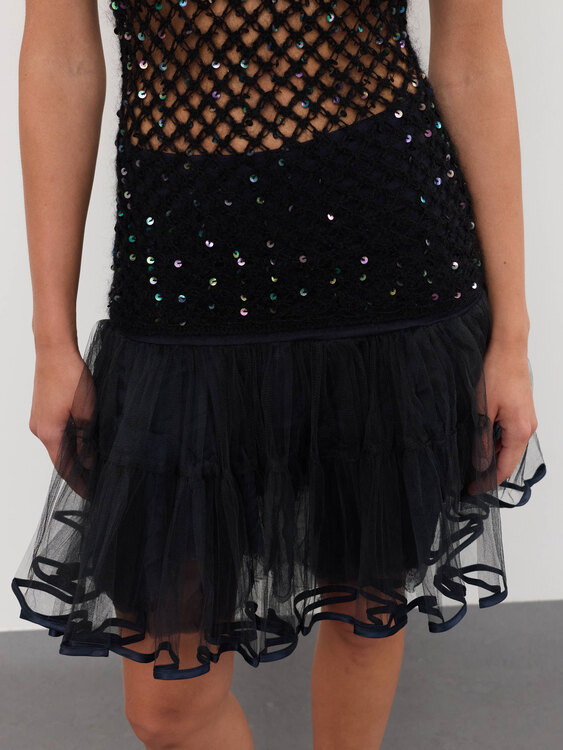 Black Crochet Fishnet Top 