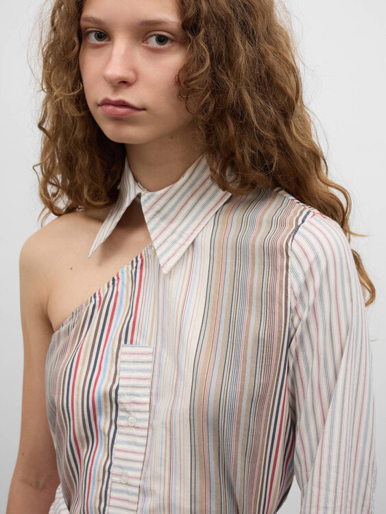 Striped One Shoulder Shirt 