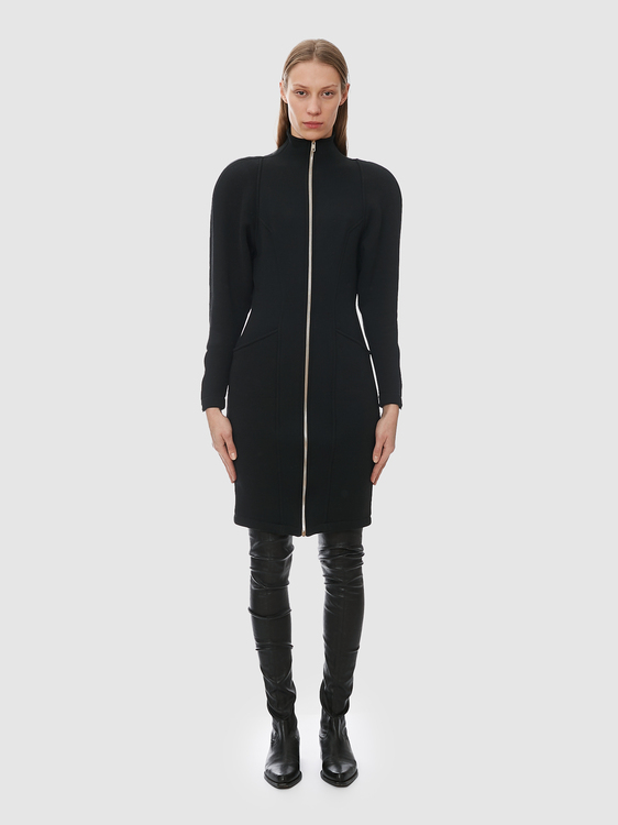 Black Midi Coat Dress 