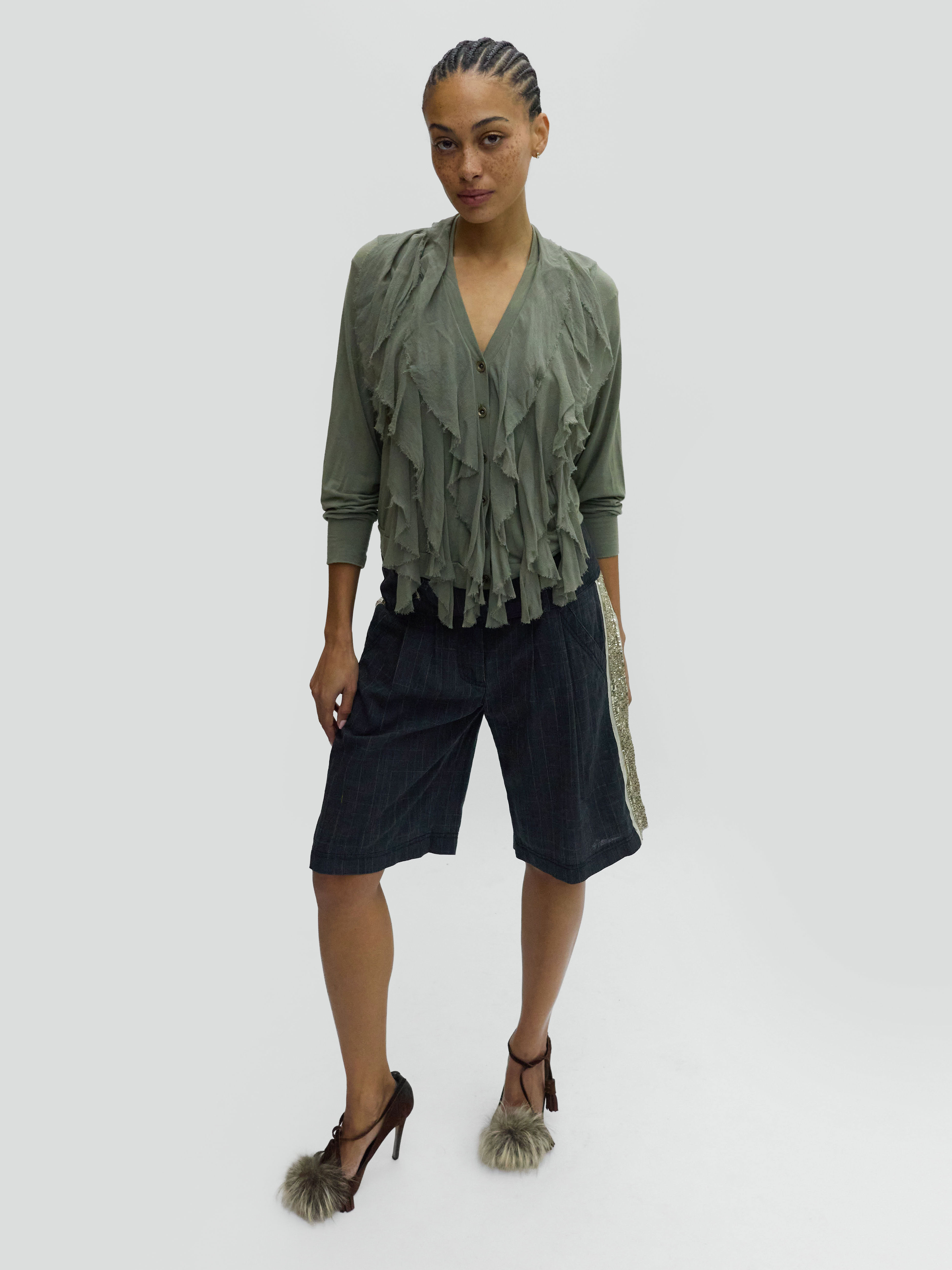 Plein Sud Silk Ruffles Cardigan 