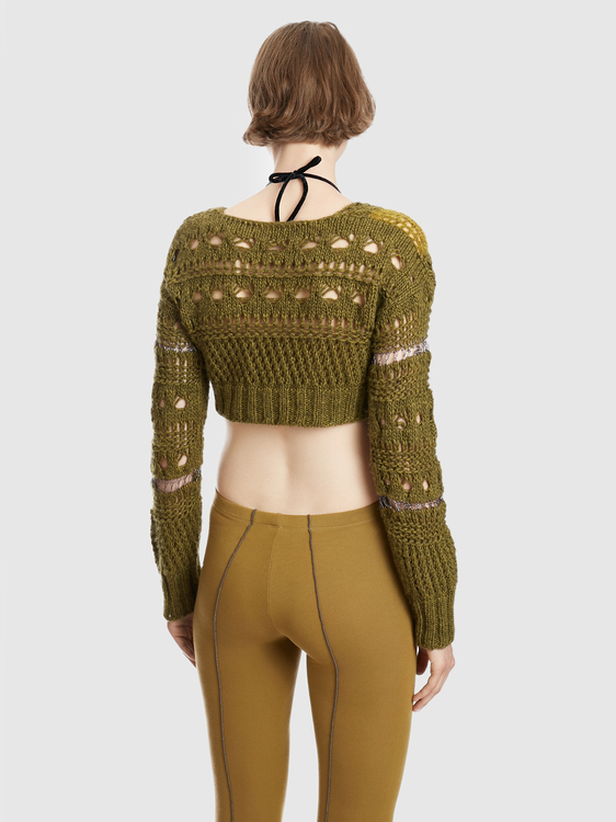 Open-Knit Cropped Cardigan 