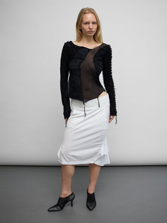 Nolita White Cotton Midi Skirt 