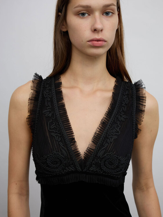 Gaultier Velvet And Chiffon Dress 