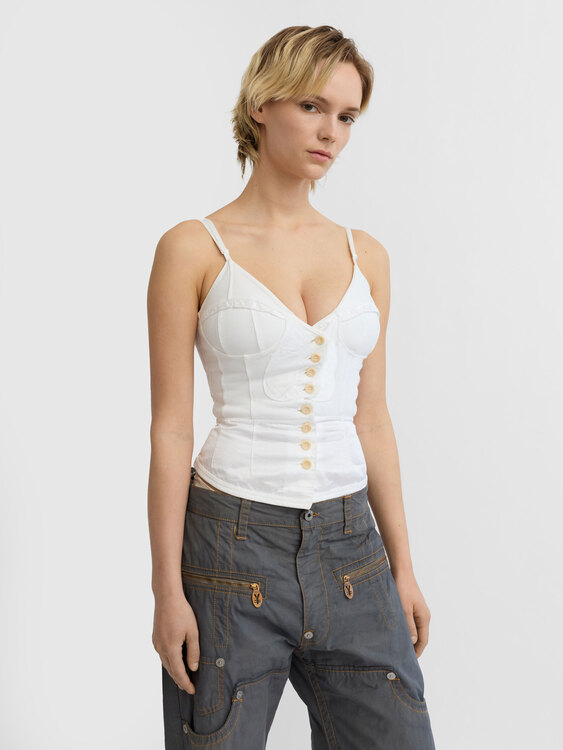 White Cotton Bustier 