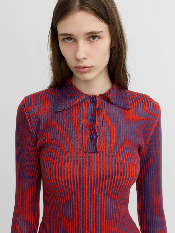 Rib Knit Foil Coat Sweater 