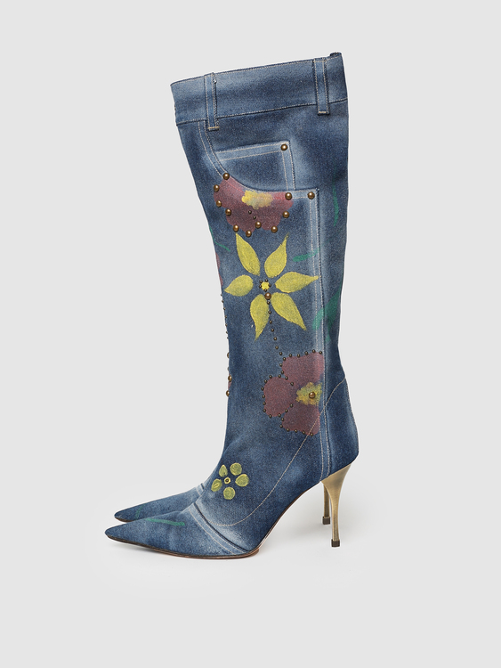Denim Stiletto Boots 