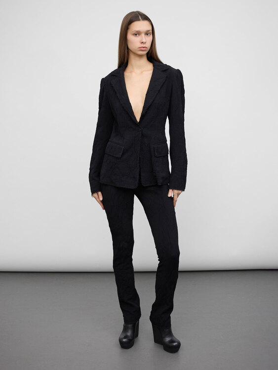 Plein Sud Crinkled Black Wool Suit 