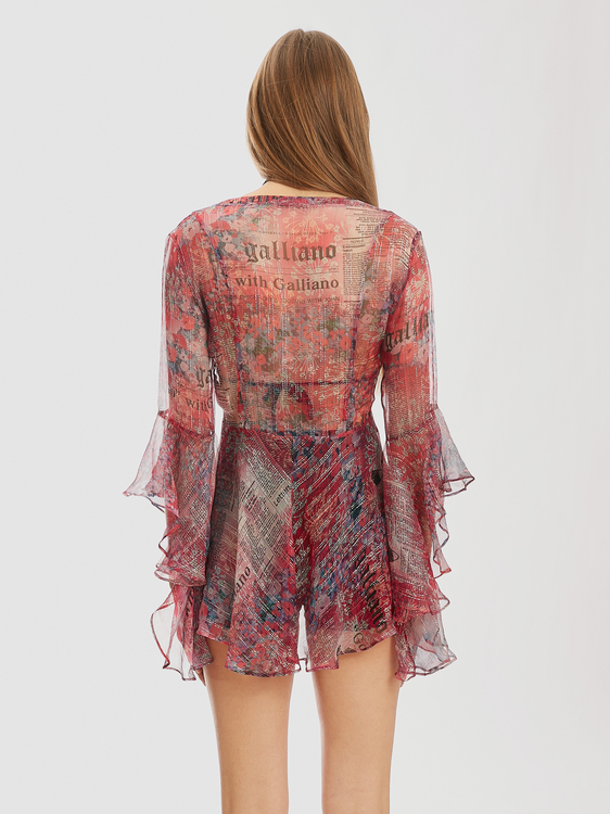 Galliano Gazette Print Blouse 