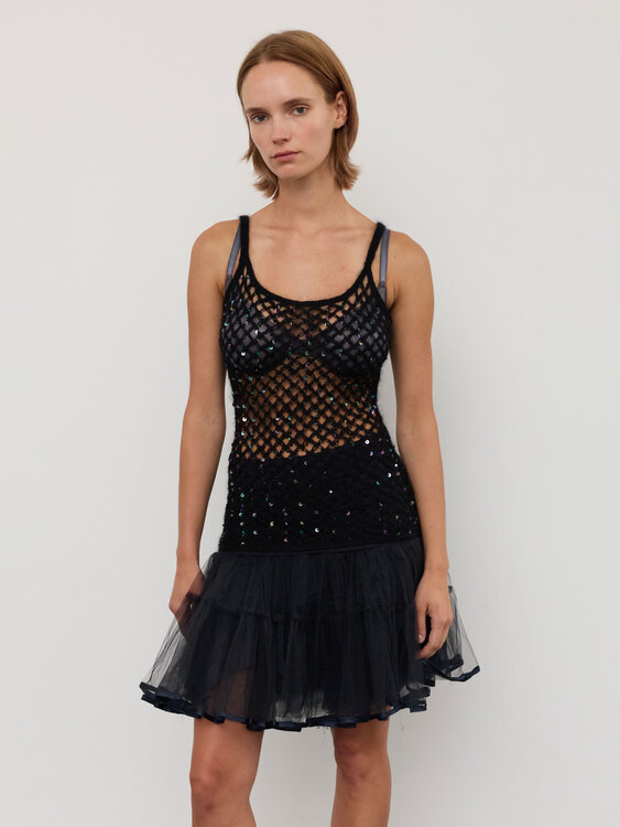 Black Crochet Fishnet Top 