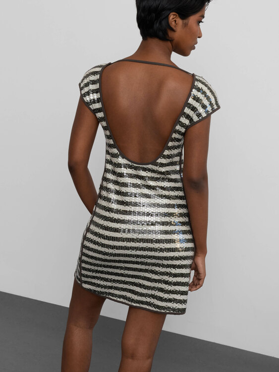 Patrizia Pepe Striped Sequin Mini Dress 